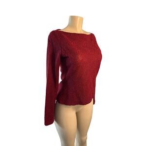 Women 42 L Natan Edouard Vermeulen Red Lace Blouse Shirt Top Belgium Long Slv